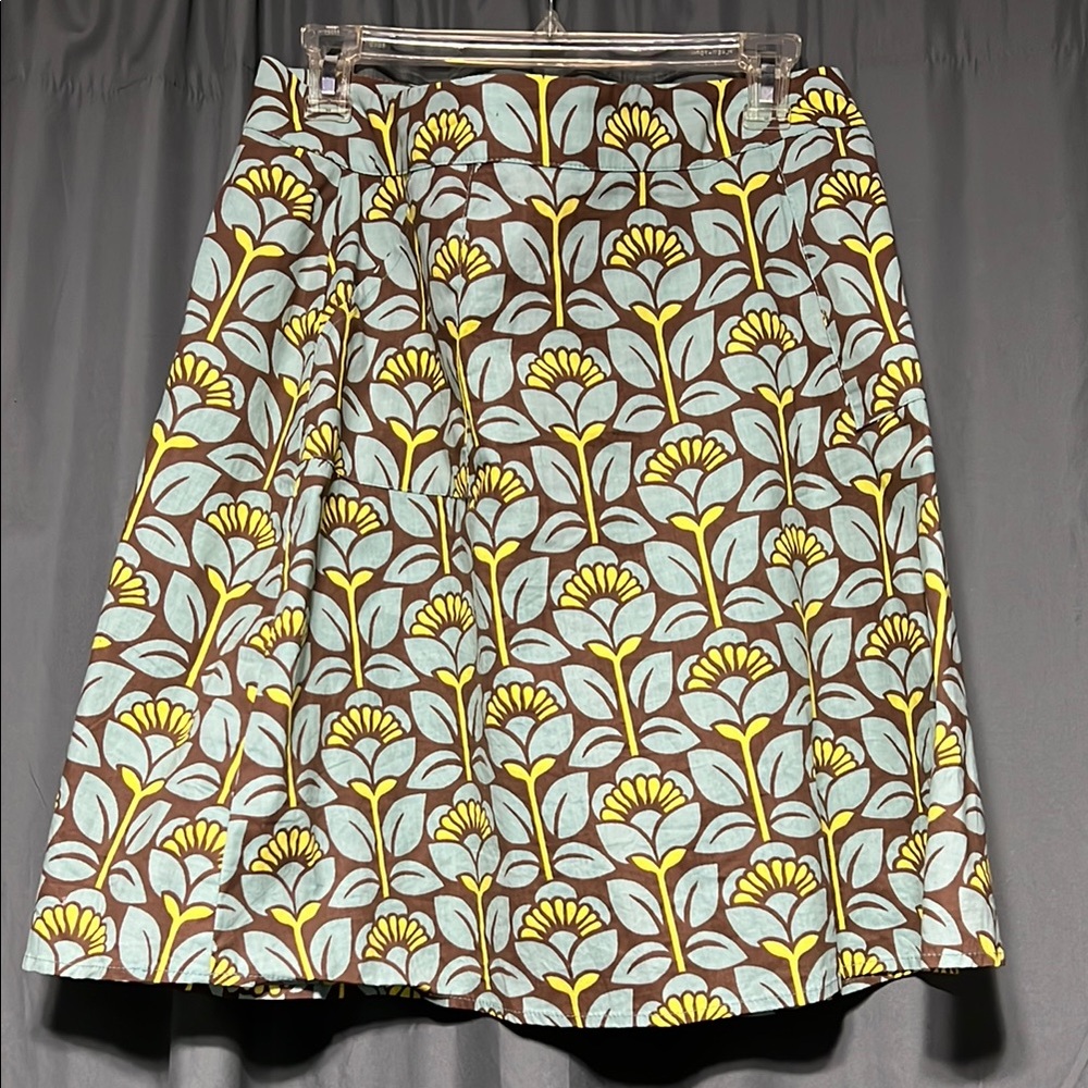 Floral Patterned Skirt - Yellow and Blue